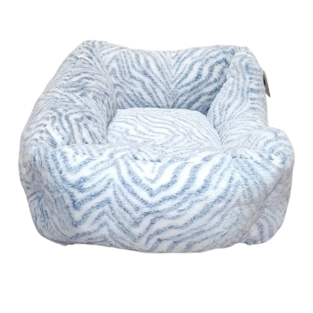 Pet Paws Design Studio Blue Gray & White Zebra Print Cat Dog Bed New with Tags